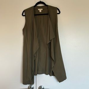 Artisan NY Collar Open Front Draped Waterfall Sweater Vest Green Women's Large